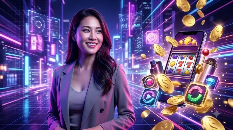 Khái niệm nổ hũ giờ vàng - slot machine phát sáng với đồng xu vàng và đồng hồ